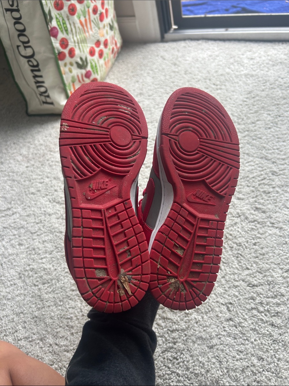 Women’s Nike Dunk Sneakers in Red and Gray - Picture 6 of 6
